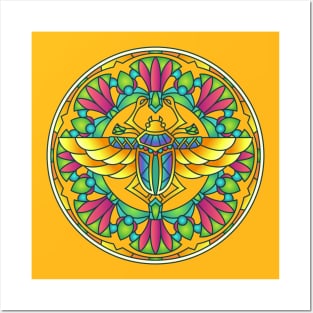 Egyptian Symbol Scarab Mandala Style Design Posters and Art